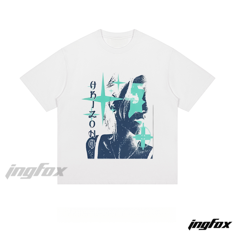 Abstract "AHJZOON" Graphic - Loose Fit Short Sleeve T - Shirt