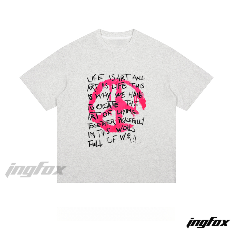 Peace Sign & Thought - Provoking Text - Loose Fit Short Sleeve T-Shirt