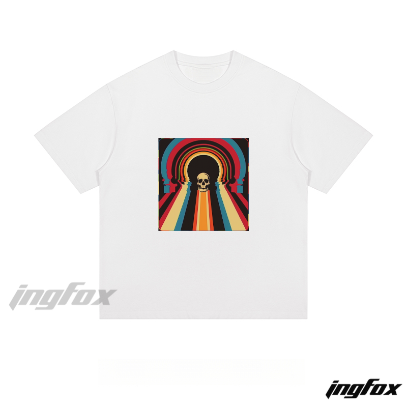Retro Psychedelic Skull - Loose Fit Short Sleeve T - Shirt