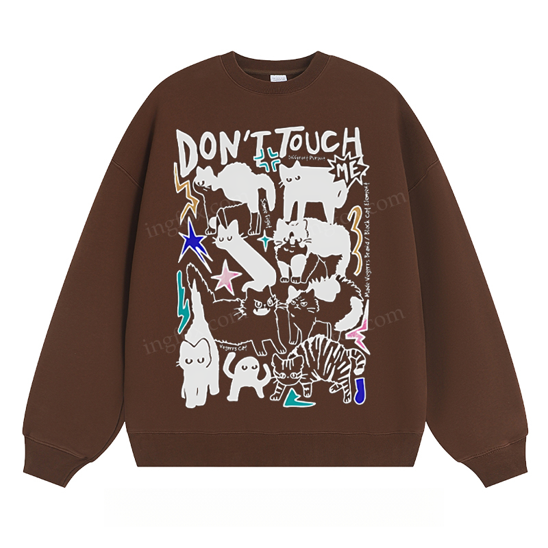 "Don't Touch Me" Cat Graphic - Classic Unisex Fit Crewneck Sweatshirt