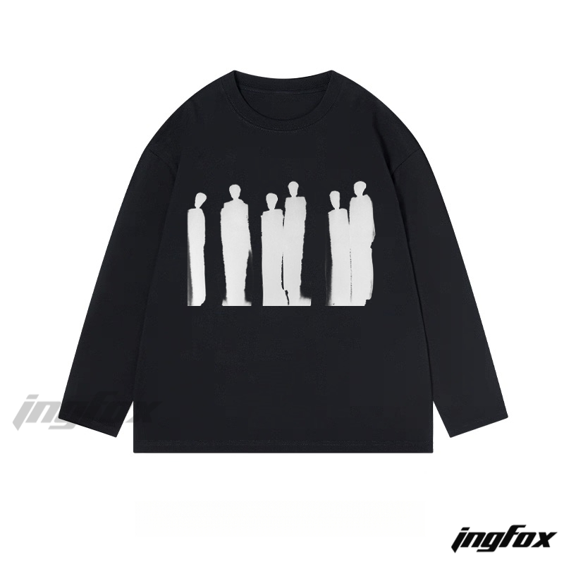 Abstract Group Silhouette Graphic - Classic Cotton Long Sleeve Tee