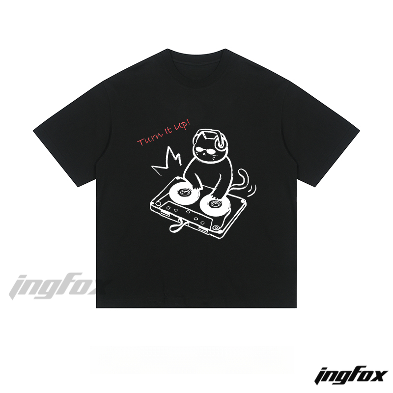 DJ Cat - Loose Fit Short Sleeve T - Shirt
