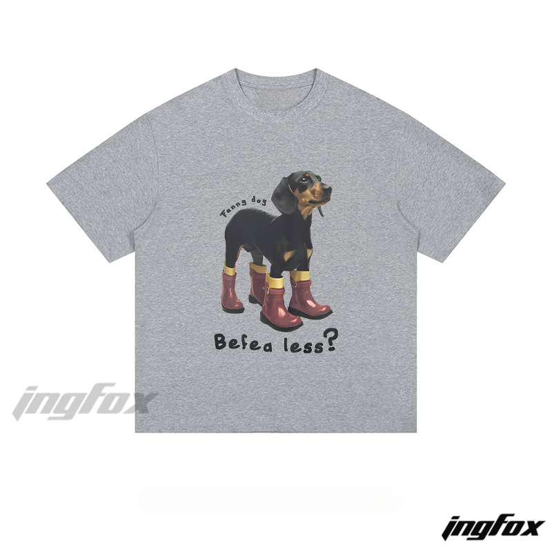 Booted Dachshund Graphic Tee - Loose Fit Short Sleeve T - Shirt