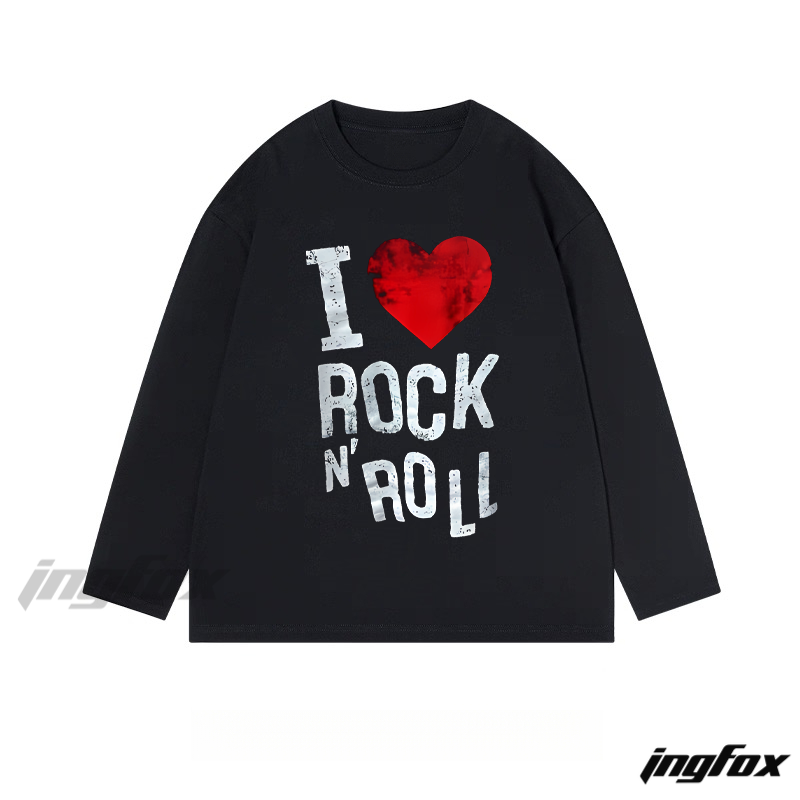 “I ❤️ Rock 'n' Roll” Graphic - Classic Cotton Long Sleeve Tee