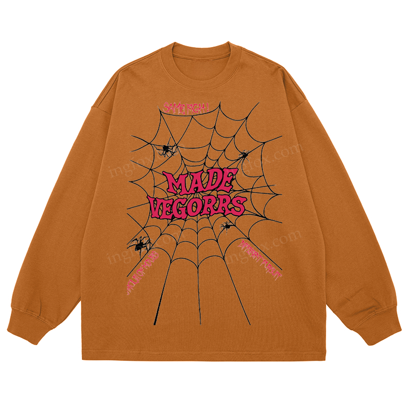 Spider Web "MADE VEGORRS" - Classic Unisex Fit Cotton Long Sleeve Tee