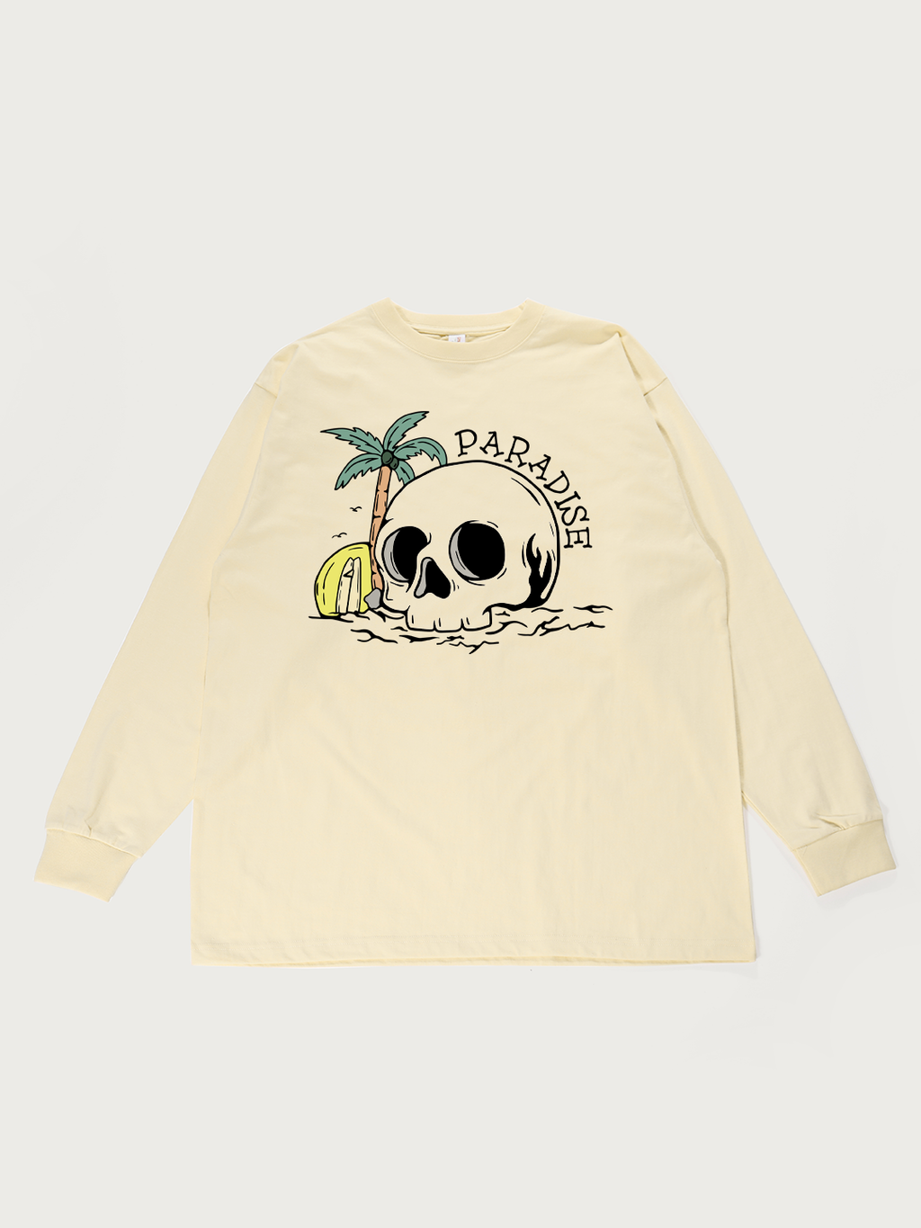 Paradise Skull Beach - Unisex Retro Cotton Long Sleeve T-Shirt