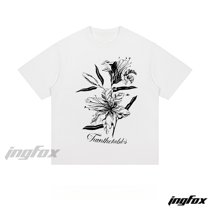 Floral Sketch - Loose Fit Short Sleeve T - Shirt