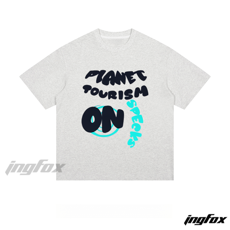 "PLANET TOURISM ON SPECKS" - Loose Fit Short Sleeve T - Shirt