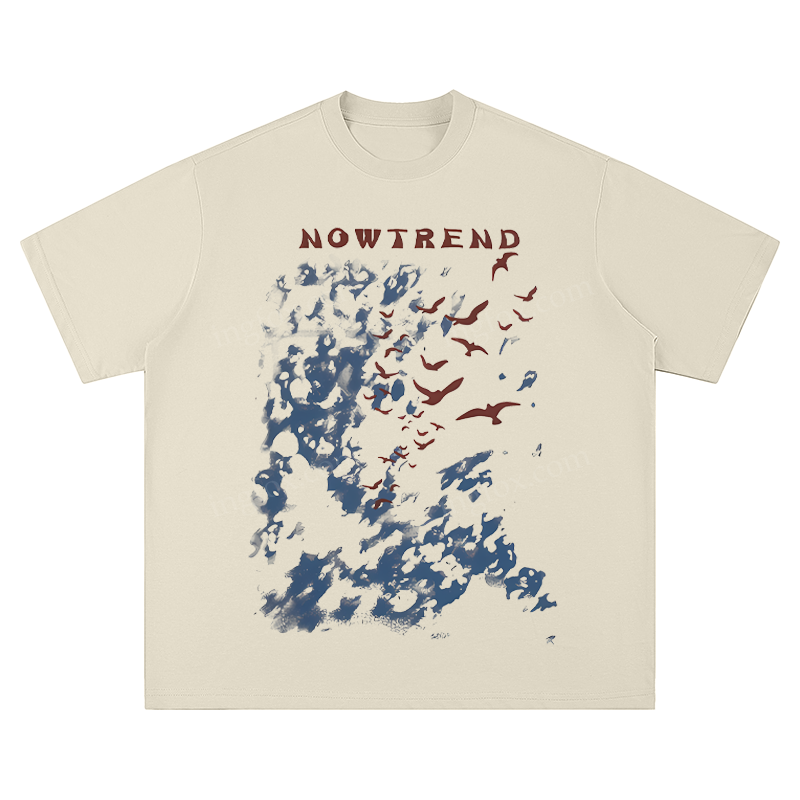 "NOWTREND" Bird & Cloud Graphic - Unisex Fit Short Sleeve T - Shirt
