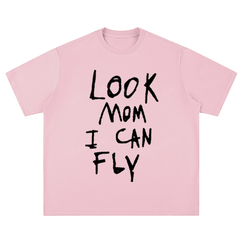 "Look Mom I Can Fly" Slogan - Unisex Fit Short Sleeve T - Shirt