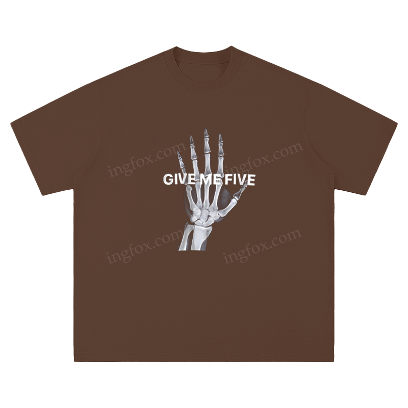 "Give Me Five" Skeleton Hand - Unisex Fit Short Sleeve T - Shirt