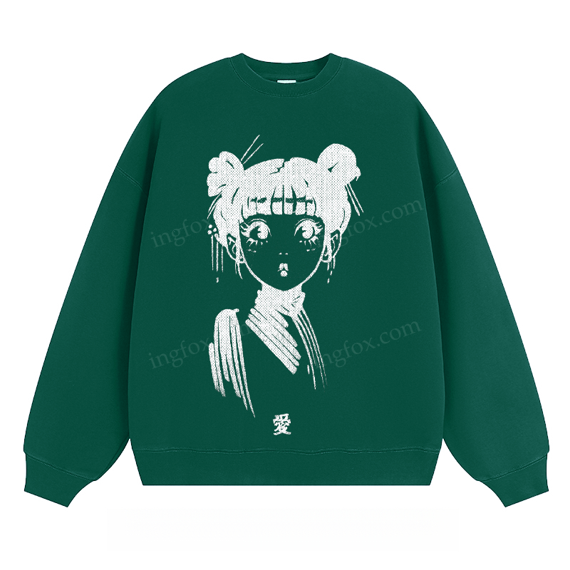 Anime Girl Graphic - Classic Unisex Fit Crewneck Sweatshirt