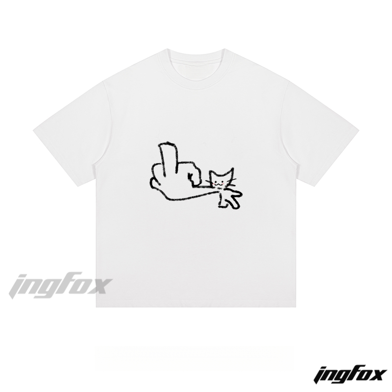 Hand & Cat Play - Loose Fit Short Sleeve T - Shirt