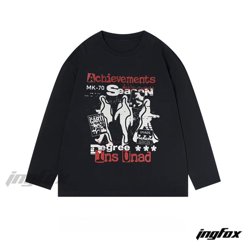 Graphic Text and Silhouette - Themed Classic Cotton Long Sleeve Tee