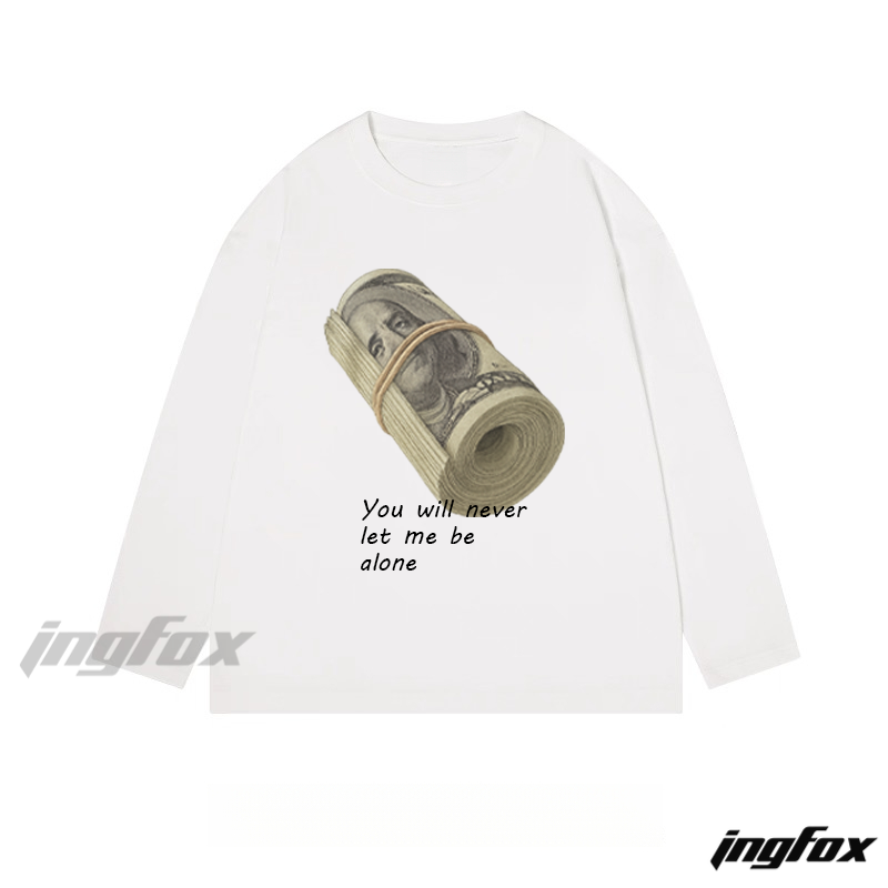 Money Roll & Inspirational Text - Classic Cotton Long Sleeve Tee