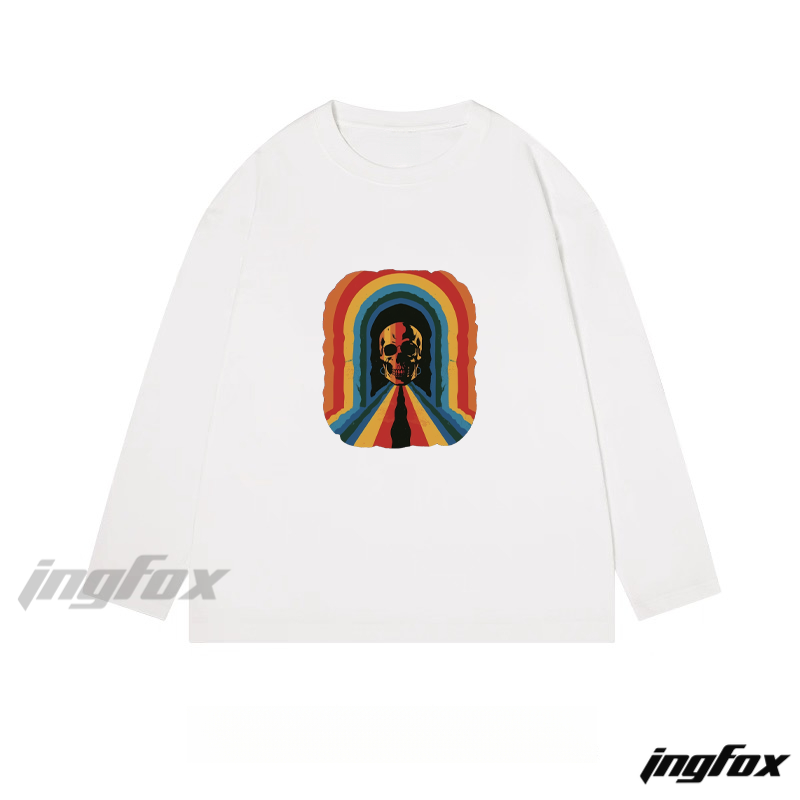 Rainbow Skull Graphic - Classic Cotton Long Sleeve Tee