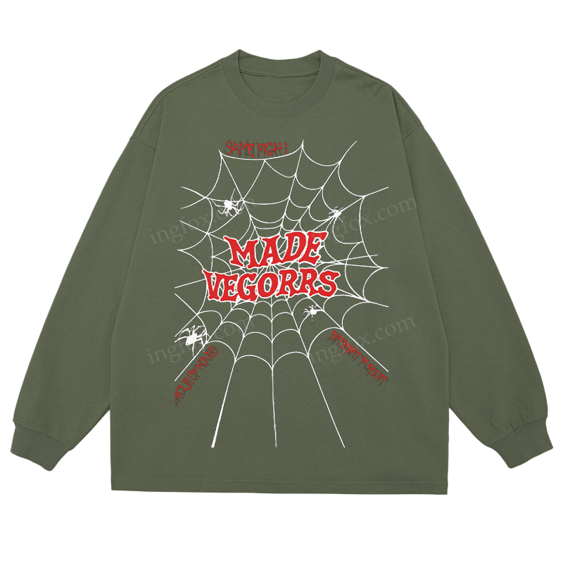 Spider Web "MADE VEGORRS" - Classic Unisex Fit Cotton Long Sleeve Tee
