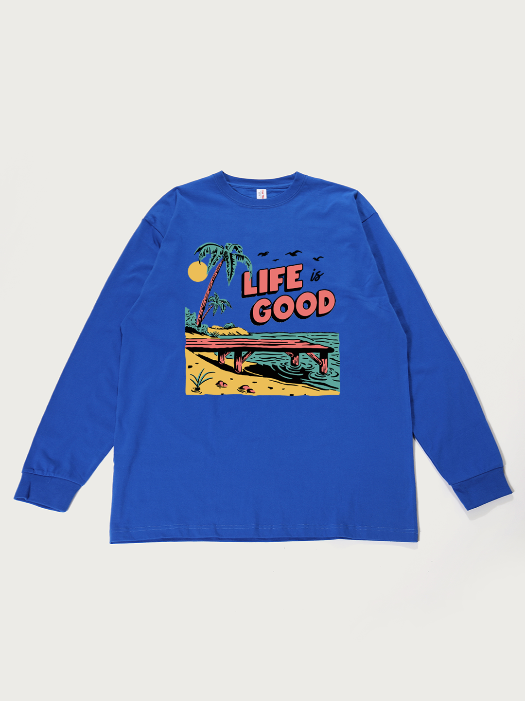 Life Is Good Beach - Unisex Retro Cotton Long Sleeve T-Shirt