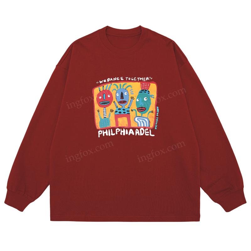"WE DANCE TOGETHER" Folk Art - Classic Unisex Fit Cotton Long Sleeve Tee
