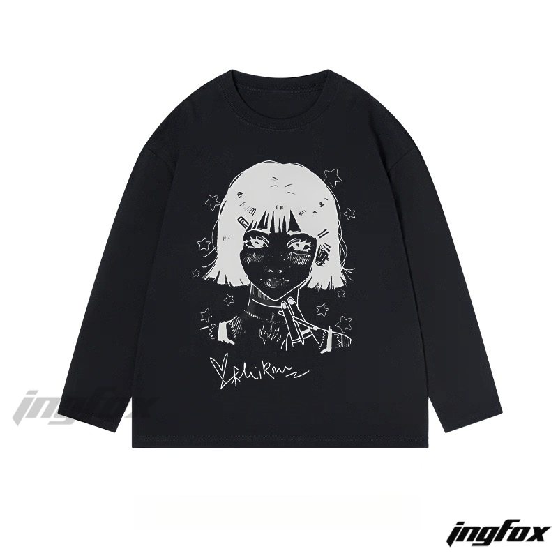 Anime - Style Character - Themed Classic Cotton Long Sleeve Tee
